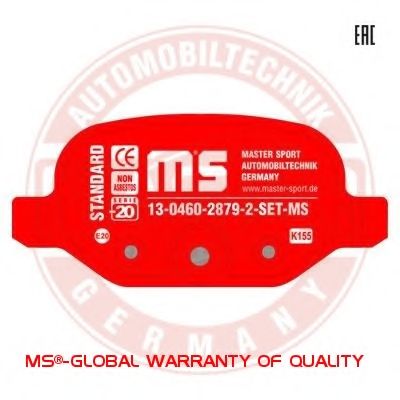 Комплект тормозных колодок, дисковый тормоз MASTER-SPORT 13046028792N-SET-MS