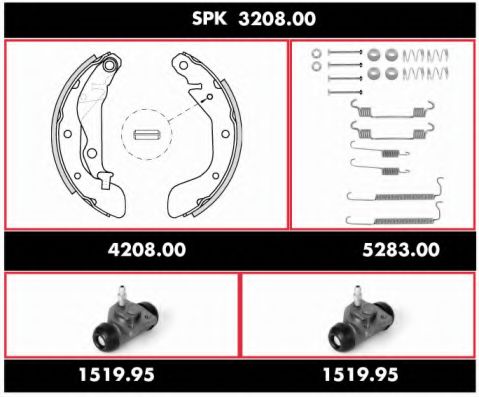 Комплект тормозов, барабанный тормозной механизм WOKING SPK 3208.00