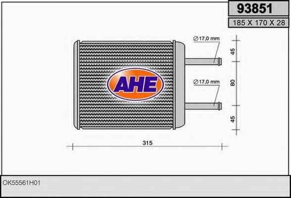 Теплообменник, отопление салона AHE 93851