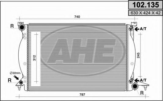 Радиатор, охлаждение двигателя AHE 102.135