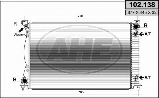 Радиатор, охлаждение двигателя AHE 102.138