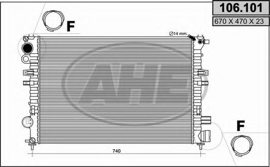 Радиатор, охлаждение двигателя AHE 106.101