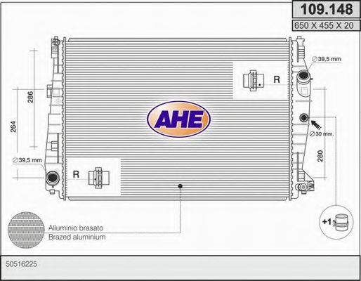 Радиатор, охлаждение двигателя AHE 109.148