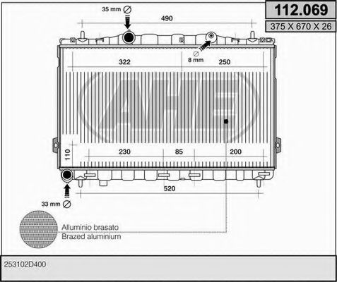 Радиатор, охлаждение двигателя AHE 112.069