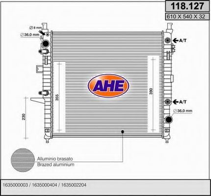 Радиатор, охлаждение двигателя AHE 118.127