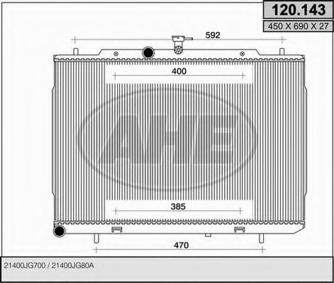 Радиатор, охлаждение двигателя AHE 120.143