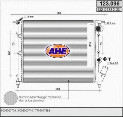 Радиатор, охлаждение двигателя AHE 123.096