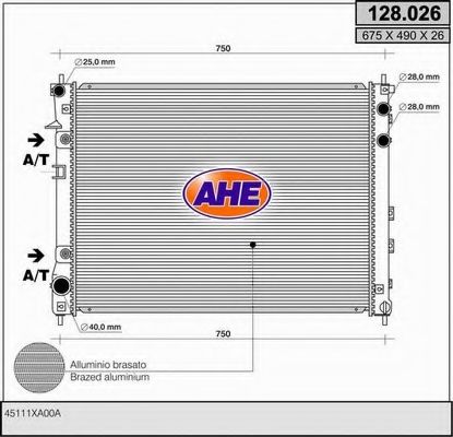 Радиатор, охлаждение двигателя AHE 128.026