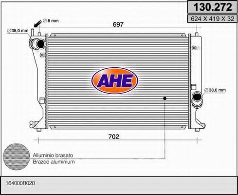 Радиатор, охлаждение двигателя AHE 130.272