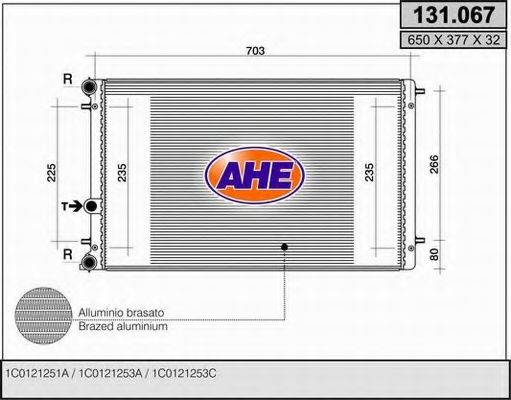 Радиатор, охлаждение двигателя AHE 131.067