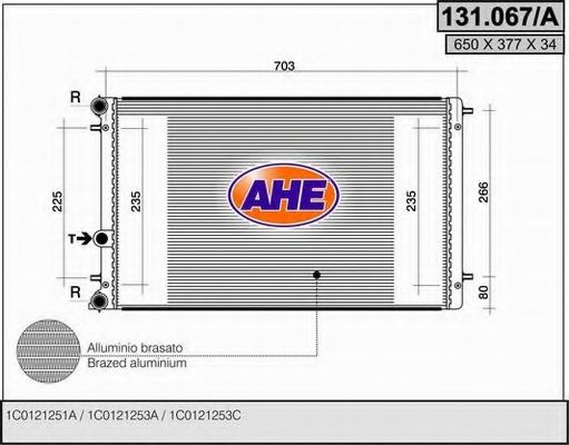 Радиатор, охлаждение двигателя AHE 131.067/A