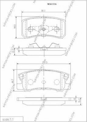 Комплект тормозных колодок, дисковый тормоз NPS M361I16