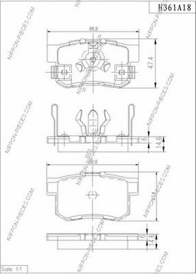 Комплект тормозных колодок, дисковый тормоз NPS H361A18