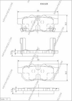 Комплект тормозных колодок, дисковый тормоз NPS H361A20