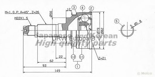 Шарнирный комплект, приводной вал ASHUKI MA-180