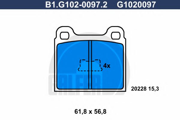 Комплект тормозных колодок, дисковый тормоз GALFER B1.G102-0097.2