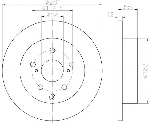 Тормозной диск HELLA PAGID 8DD 355 114-071