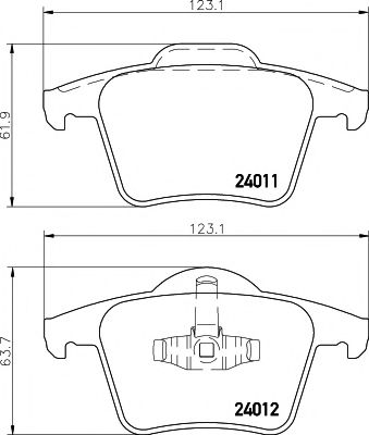 Комплект тормозных колодок, дисковый тормоз HELLA PAGID 8DB 355 010-801
