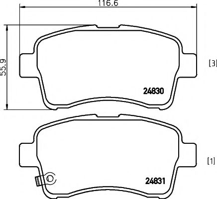 Комплект тормозных колодок, дисковый тормоз HELLA PAGID 8DB 355 014-761