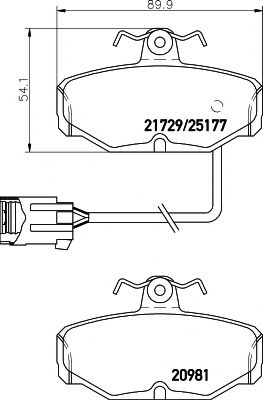 Комплект тормозных колодок, дисковый тормоз HELLA PAGID 25177