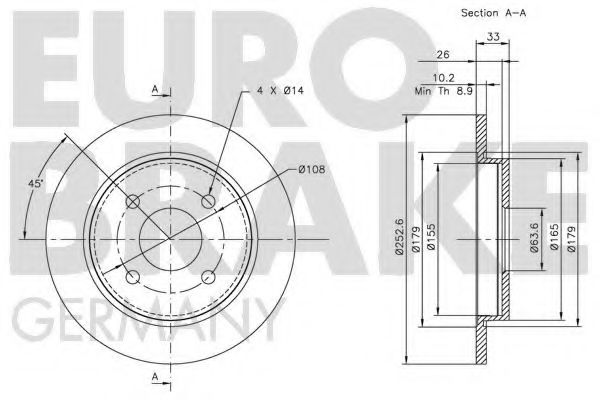 Тормозной диск EURODEAL AUTOPARTS 693