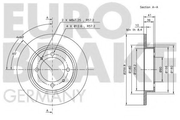 Тормозной диск EURODEAL AUTOPARTS 936