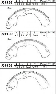 Комплект тормозных колодок ASIMCO K1193