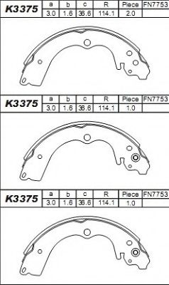 Комплект тормозных колодок ASIMCO K3375