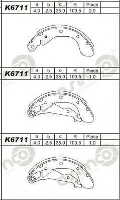 Комплект тормозных колодок ASIMCO K6711