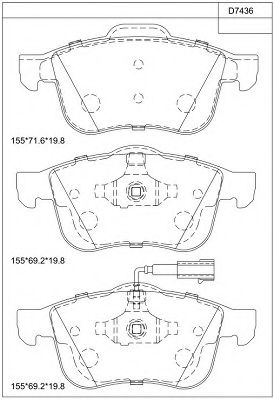 Комплект тормозных колодок, дисковый тормоз ASIMCO KD7436