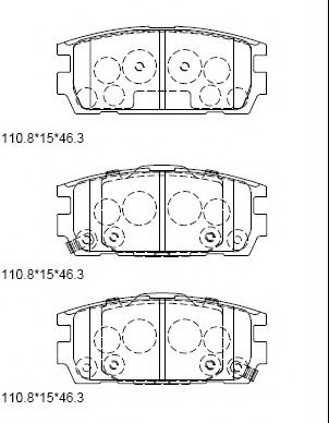 Комплект тормозных колодок, дисковый тормоз ASIMCO KD9712W