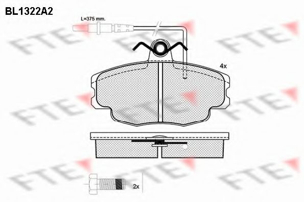 Комплект тормозных колодок, дисковый тормоз FTE BL1322A2