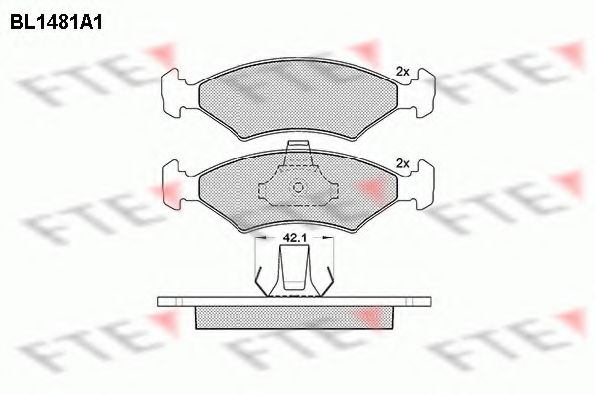 Комплект тормозных колодок, дисковый тормоз FTE BL1481A1