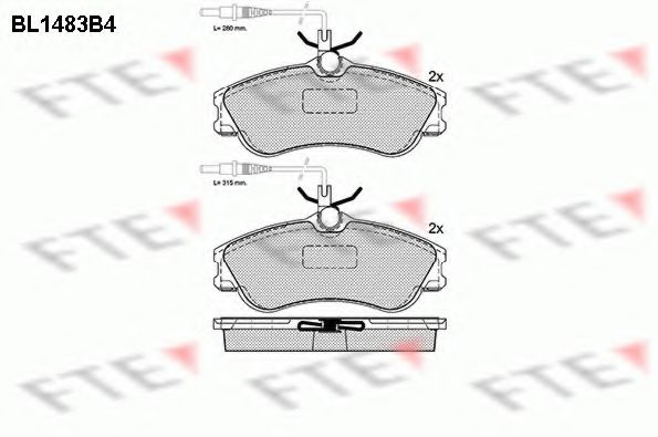 Комплект тормозных колодок, дисковый тормоз FTE BL1483B4