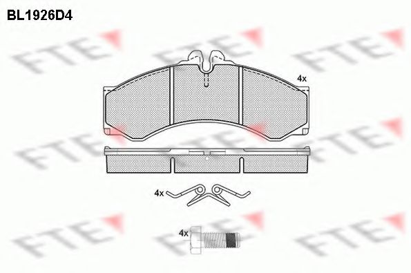 Комплект тормозных колодок, дисковый тормоз FTE BL1926D4