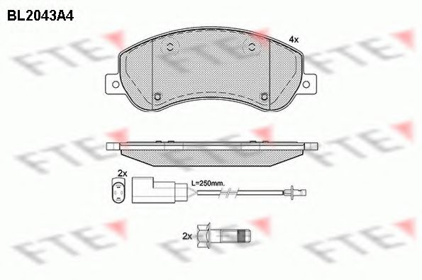 Комплект тормозных колодок, дисковый тормоз FTE BL2043A4