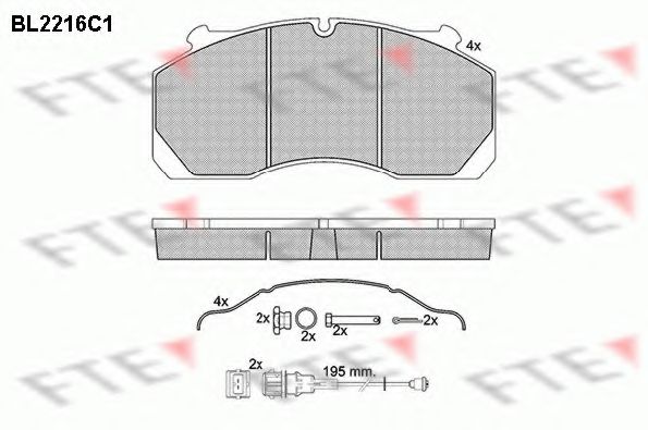 Комплект тормозных колодок, дисковый тормоз FTE 29150