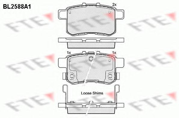 Комплект тормозных колодок, дисковый тормоз FTE BL2588A1