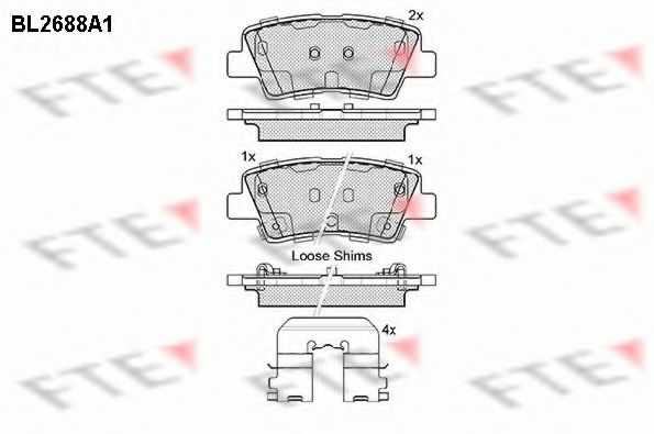 Комплект тормозных колодок, дисковый тормоз FTE BL2688A1