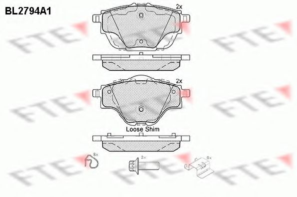 Комплект тормозных колодок, дисковый тормоз FTE BL2794A1