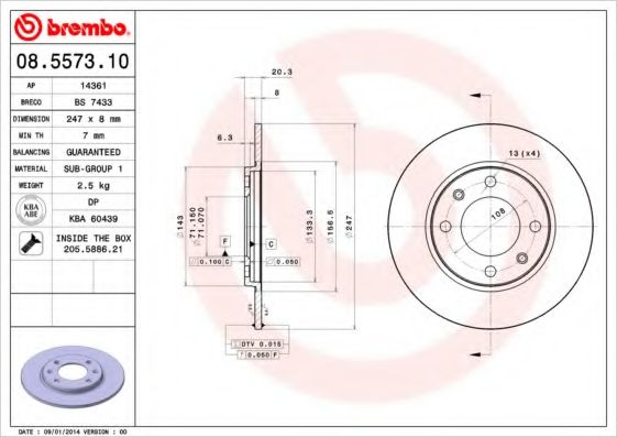 Тормозной диск BREMBO 08.5573.10