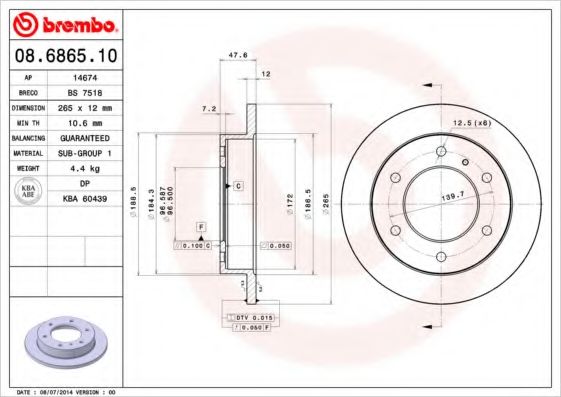Тормозной диск BREMBO 08.6865.10