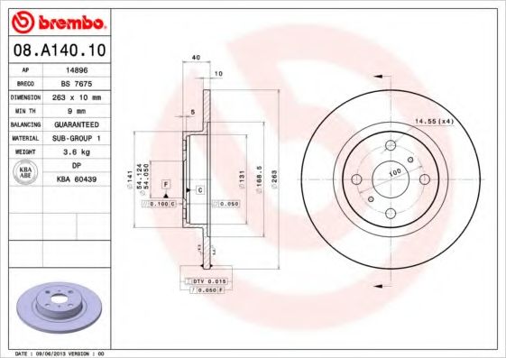 Тормозной диск BREMBO 08.A140.10