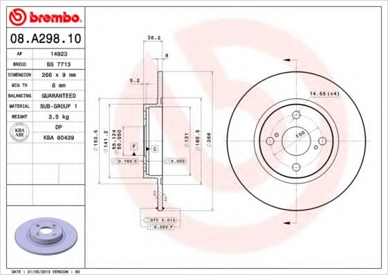 Тормозной диск BREMBO 08.A298.10