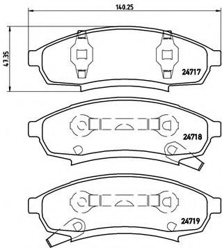 Комплект тормозных колодок, дисковый тормоз BREMBO P 07 003