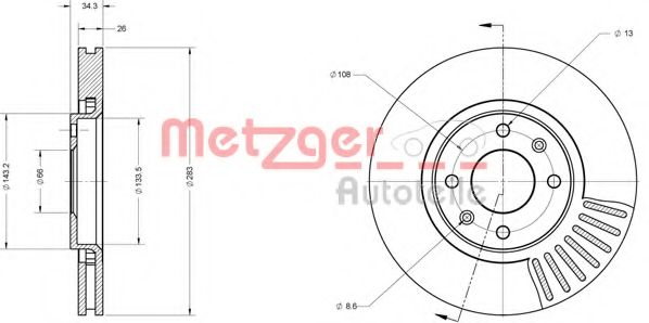 Тормозной диск METZGER 6110050