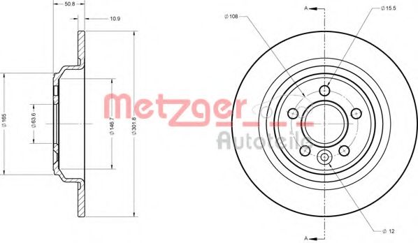 Тормозной диск METZGER 6110053