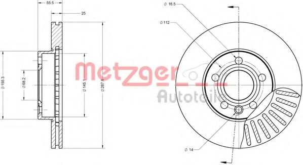 Тормозной диск METZGER 6110114