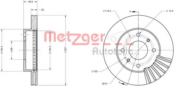 Тормозной диск METZGER 6110312