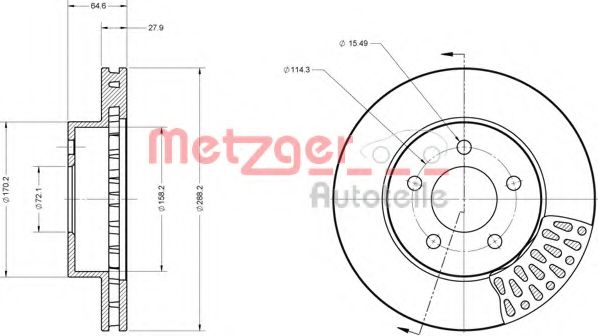 Тормозной диск METZGER 6110560